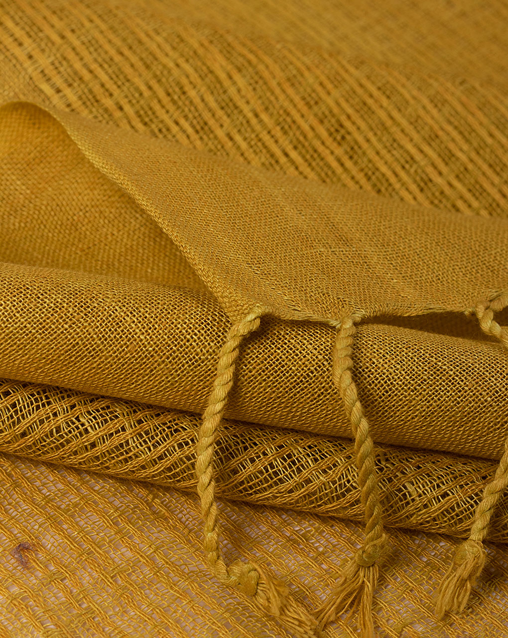Yellow Plain Woven Bhagalpuri Viscose Stole - Fabriclore.com