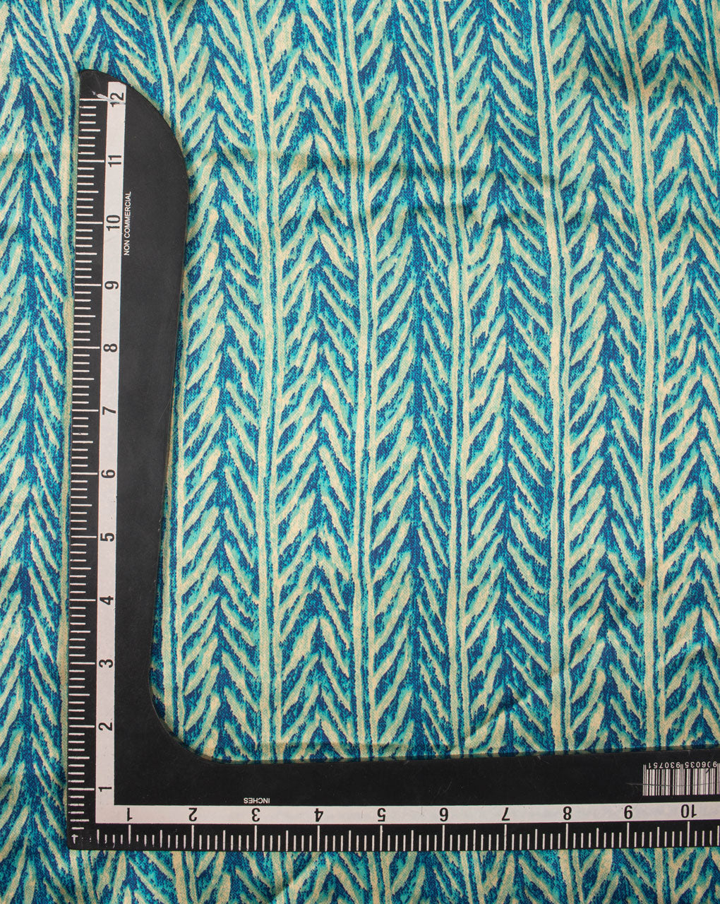 Turquoise Stripes Screen Print Satin Fabric - Fabriclore.com
