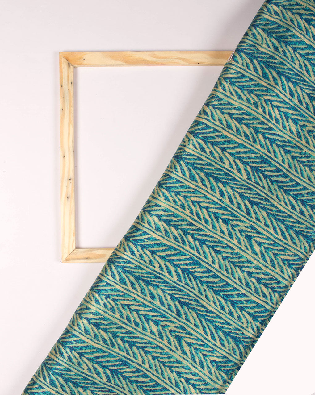 Turquoise Stripes Screen Print Satin Fabric - Fabriclore.com