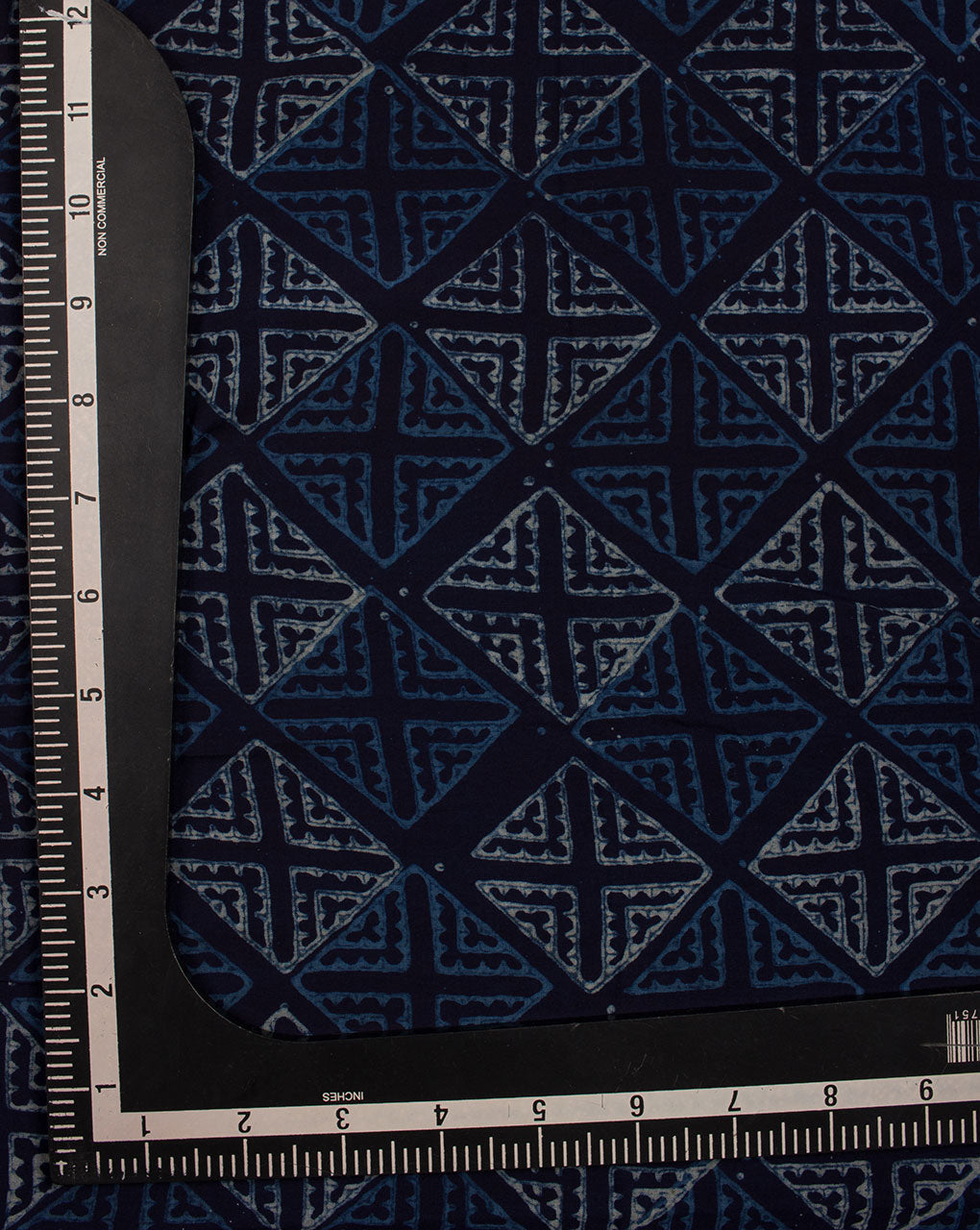 Geometric Pattern Akola Indigo Hand Block Certified
 Soybean Cotton Fabric - Fabriclore.com