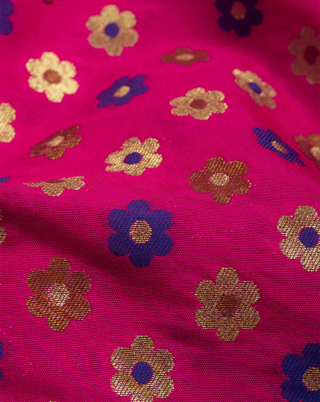 Zari Jacquard Banarasi Taffeta Silk Fabric - Fabriclore.com