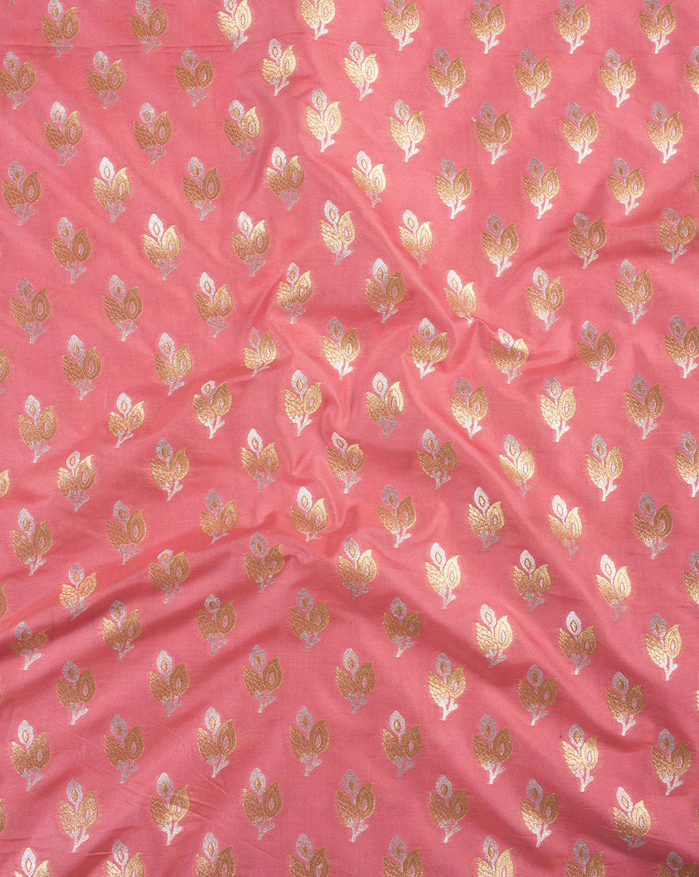 Booti Woven Zari Jacquard Banarasi Taffeta Silk Fabric - Fabriclore.com
