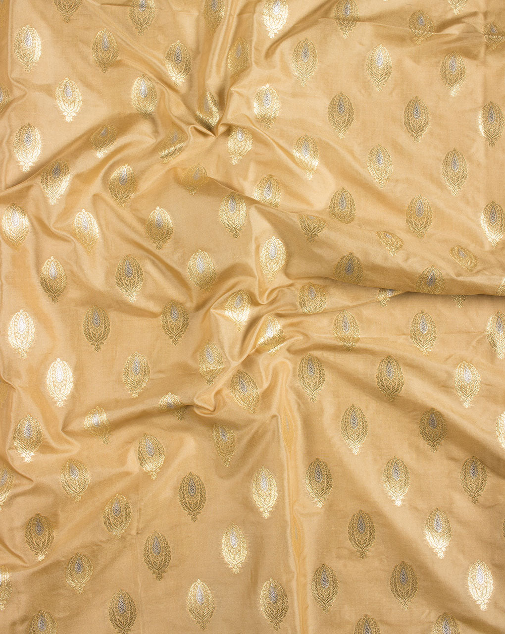 Woven Zari Jacquard Banarasi Taffeta Silk Fabric - Fabriclore.com