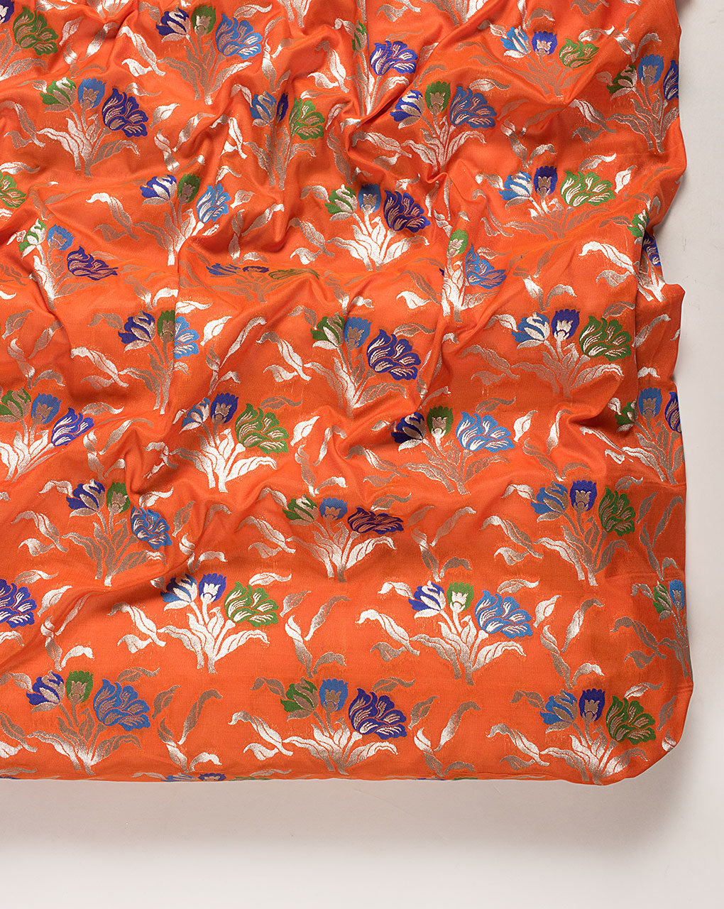 ( Pre Cut 1.25 MTR ) Zari Jacquard Pure Taffeta Silk Fabric