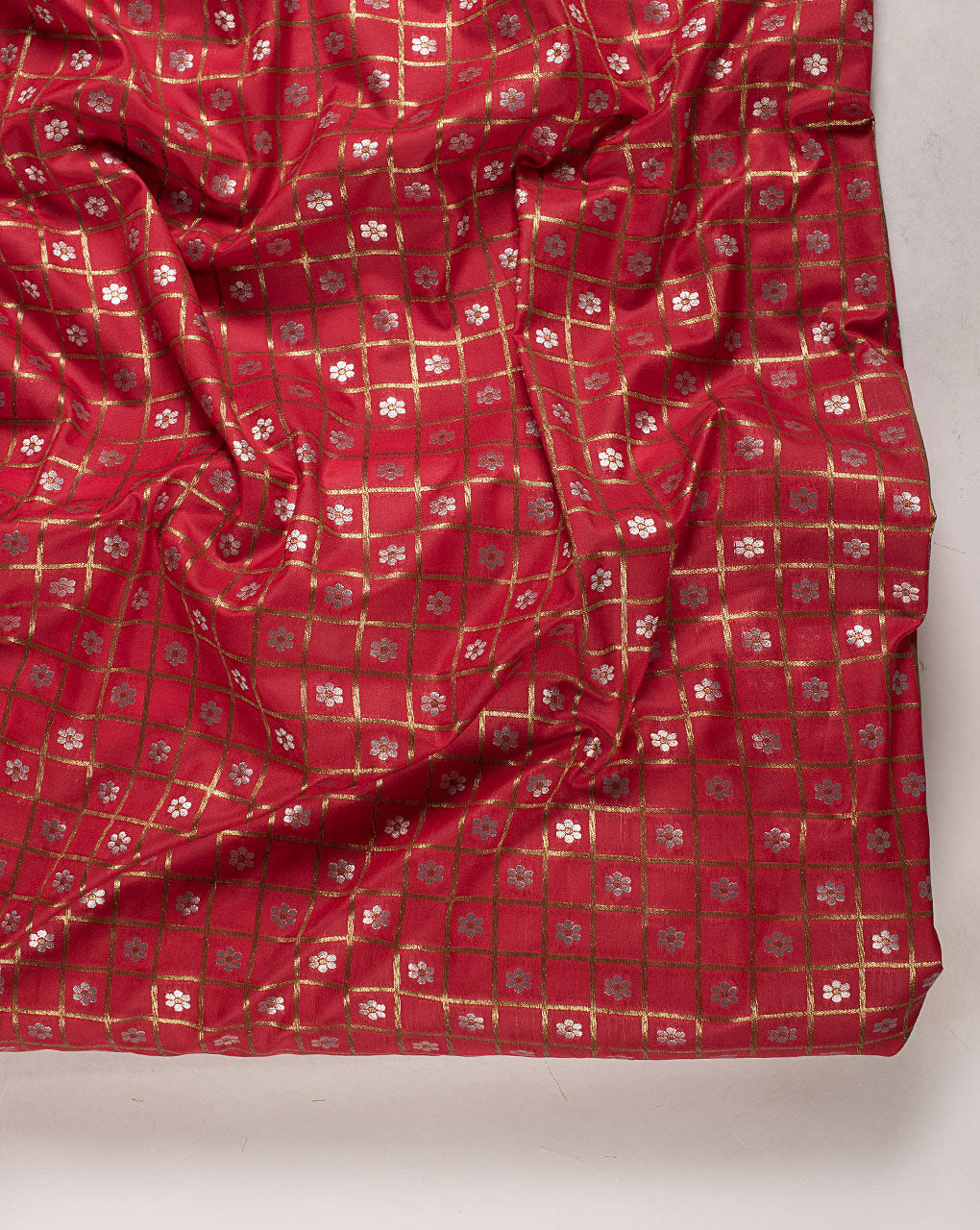 Zari Jacquard Pure Taffeta Silk Fabric