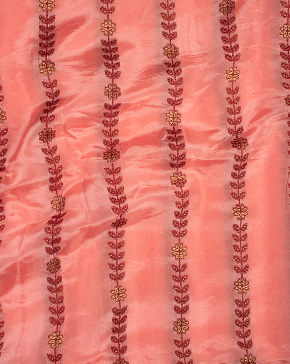 Salmon Maroon Zari Jacquard Uppada Silk Fabric - Fabriclore.com
