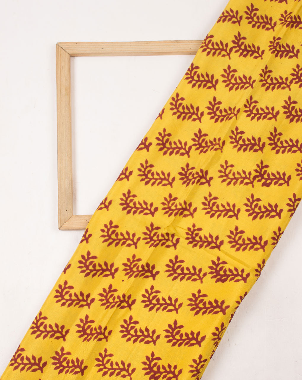 Yellow Red Floral Bordered Hand Block Bagh Print Santoon Viscose Fabric - Fabriclore.com