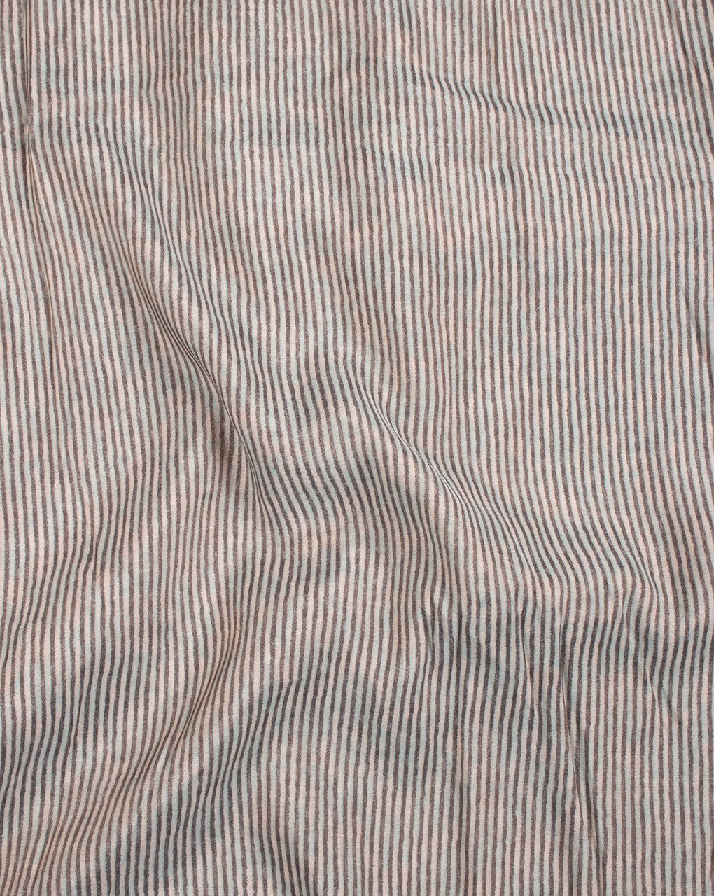 Orange Off-White Stripes Pattern Screen Print Viscose Silk Fabric - Fabriclore.com