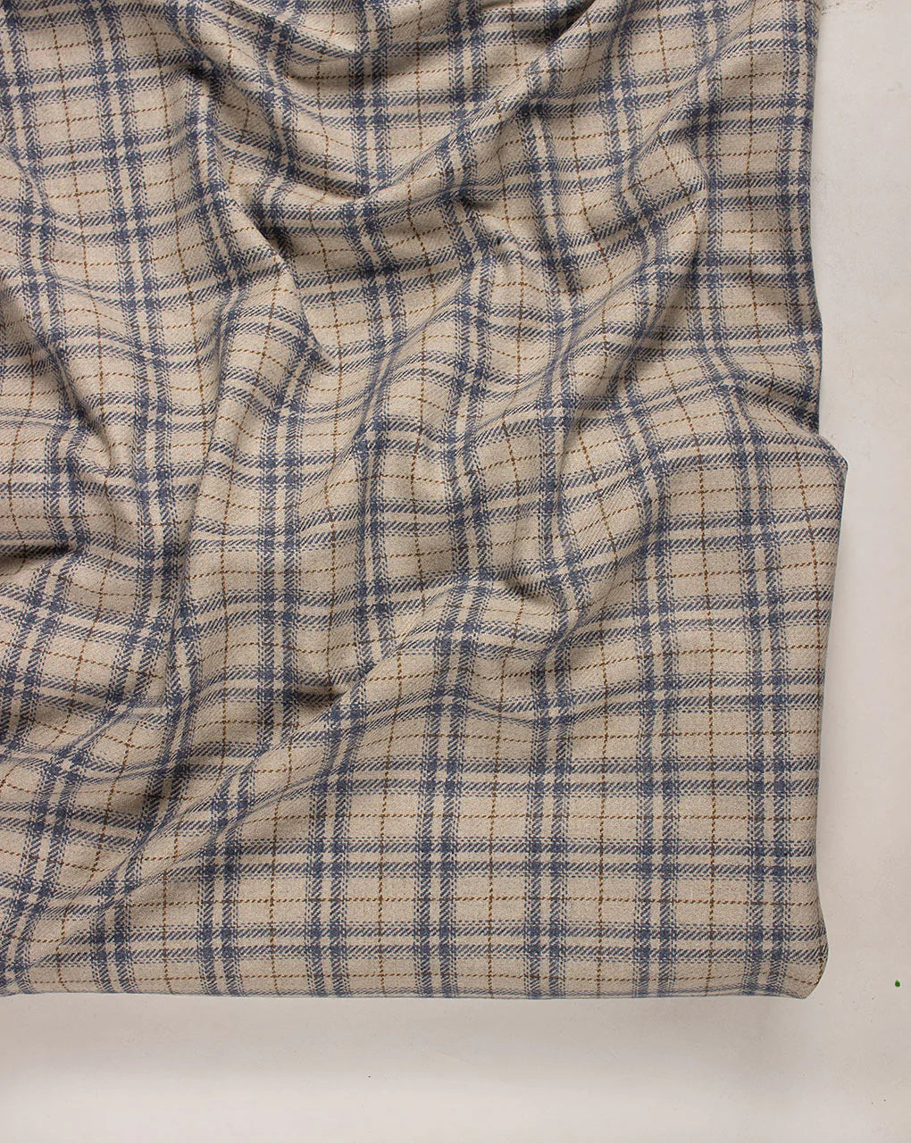 Off-White Checks Woven Woolen Fabric