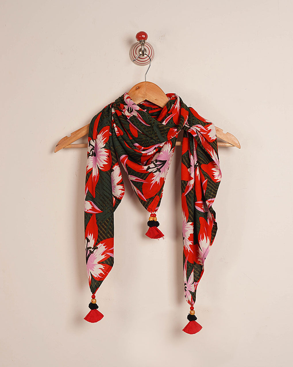 Floral Screen Print Rayon Scarf - Fabriclore.com
