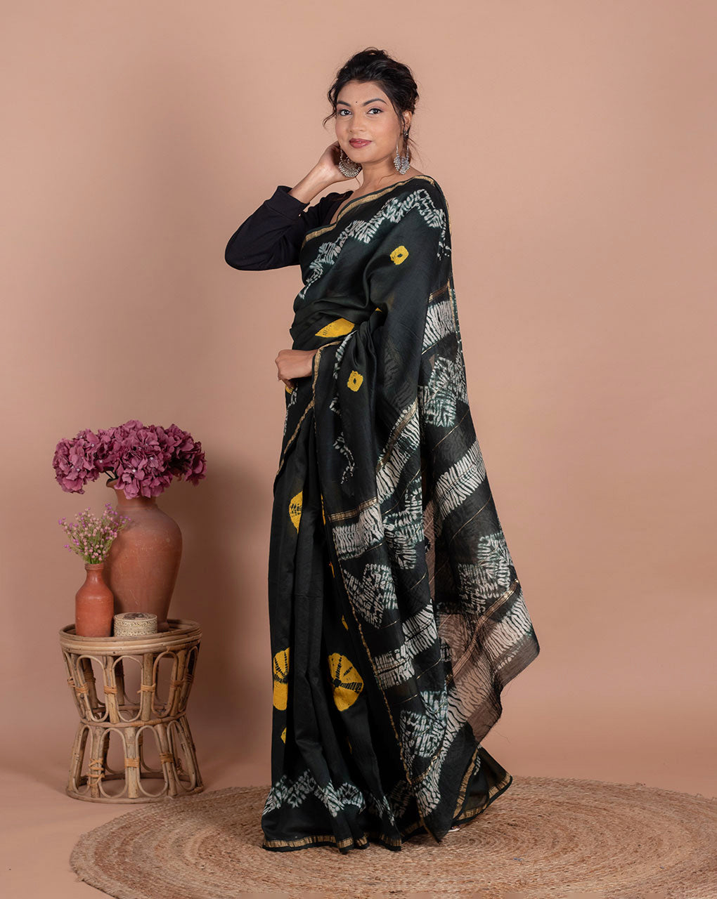 Tie & Dye Chanderi Saree With Blouse - Fabriclore.com