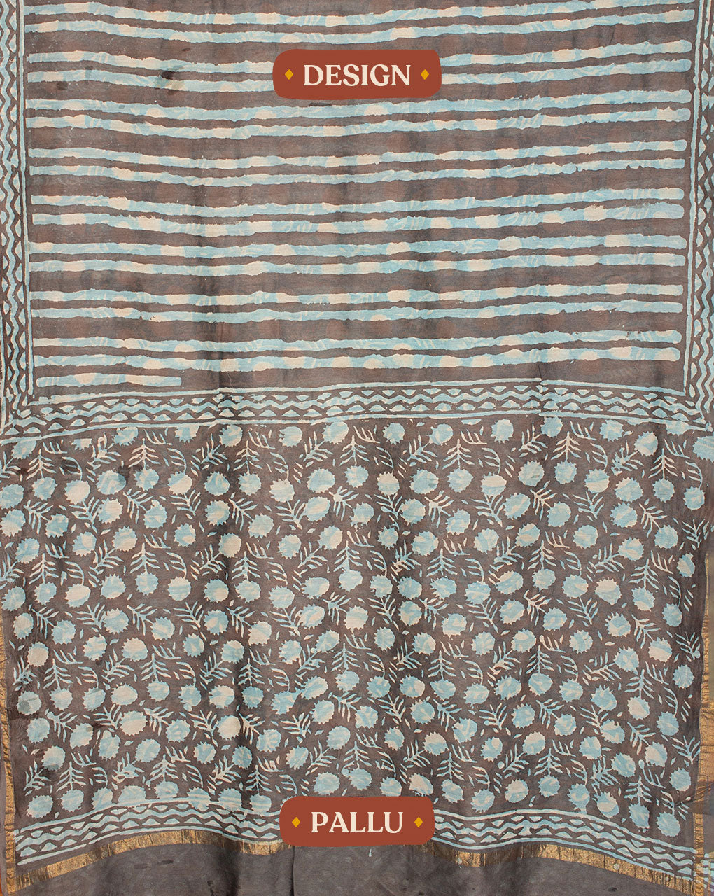 Dabu Hand Block Chanderi Saree With Blouse - Fabriclore.com