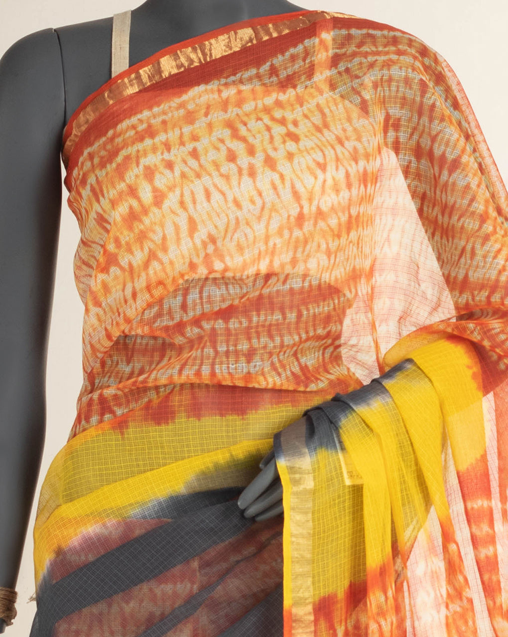 Tie & Dye Kota Doria Saree With Blouse - Fabriclore.com