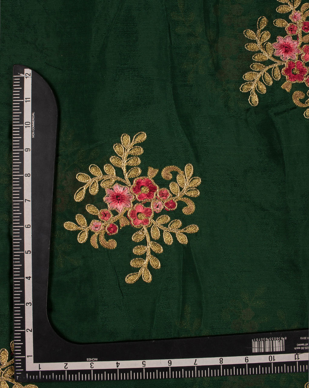 Floral Embroidered Zari Work Chinnon Chiffon Fabric - Fabriclore.com