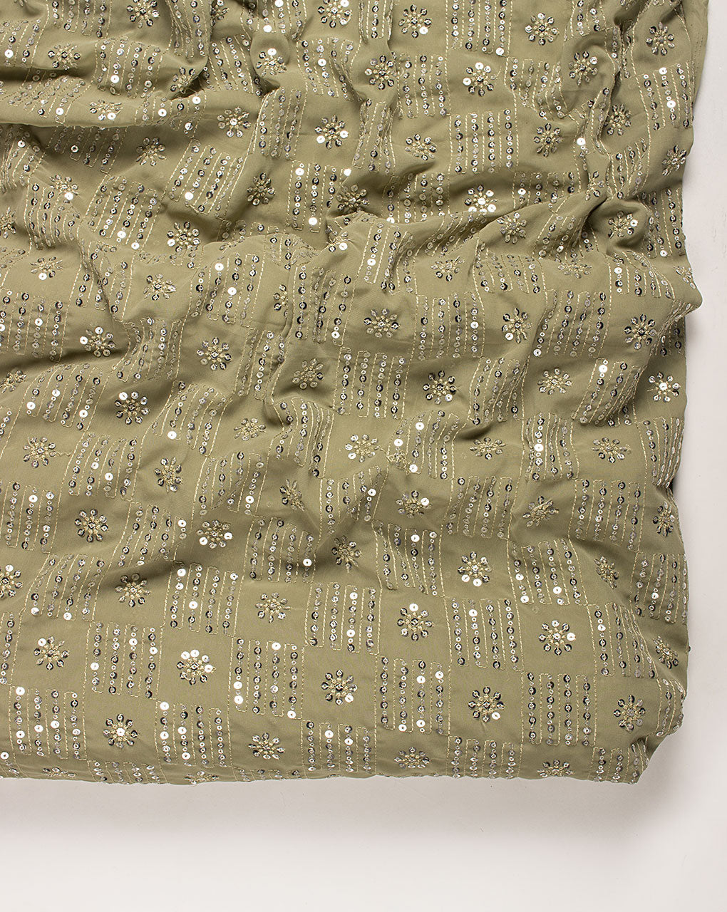 Embroidered Sequins Work Georgette Fabric