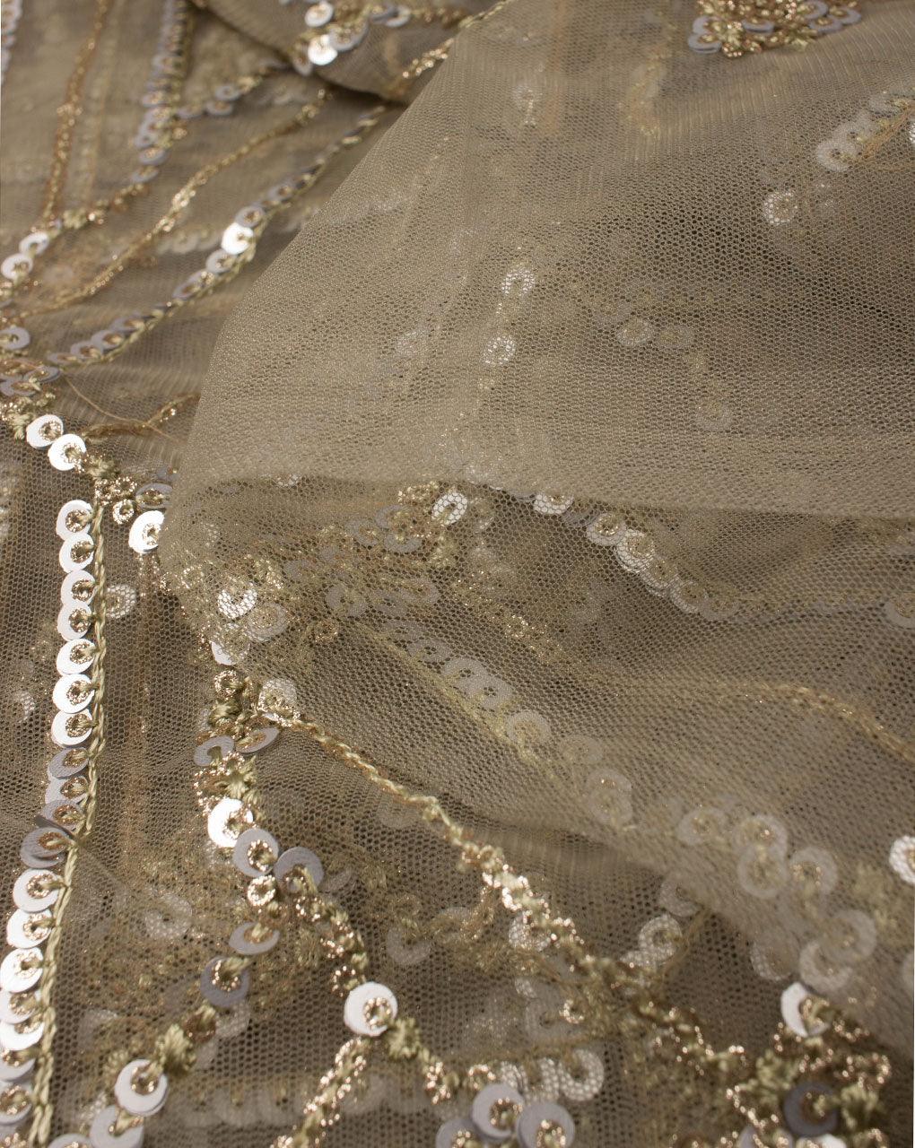Embroidered Sequins Work Net Fabric - Fabriclore.com