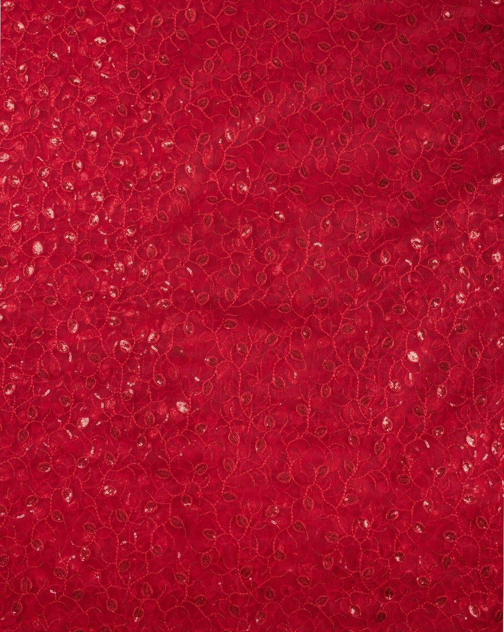 ( Pre-Cut 1 MTR ) Floral Embroidered Sequins Work Net Fabric - Fabriclore.com