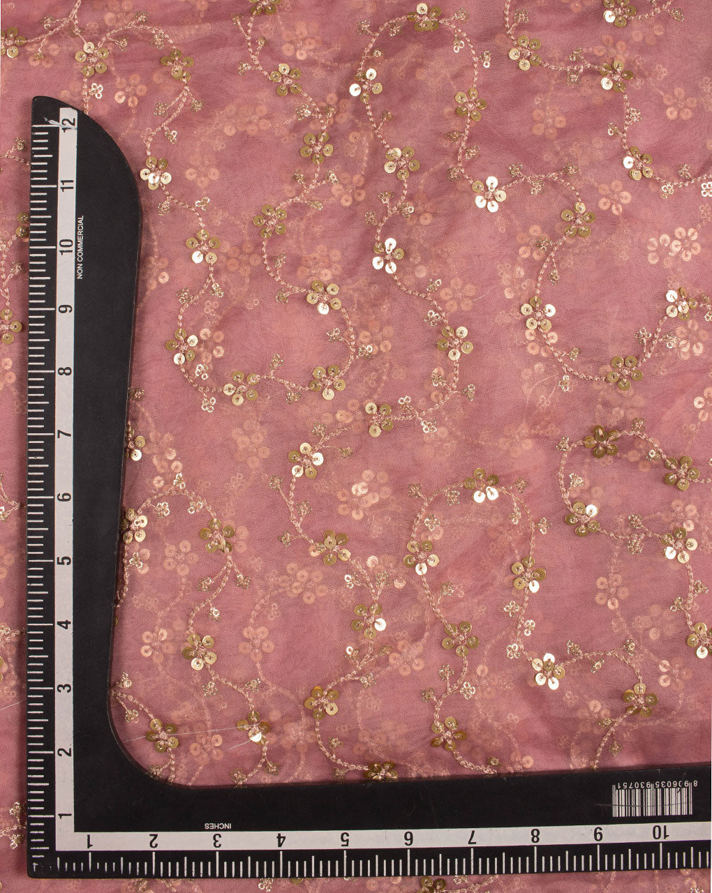 Floral Embroidered Sequins Work Organza Fabric - Fabriclore.com