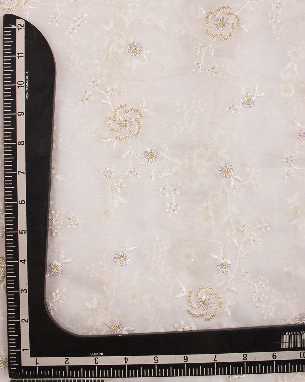 Dyeable Embroidered Sequins Work Organza Fabric - Fabriclore.com
