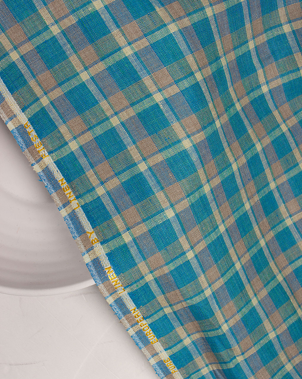 ( Pre Cut 90 CM ) Yarn Dyed Linen European Flax Certified Fabric