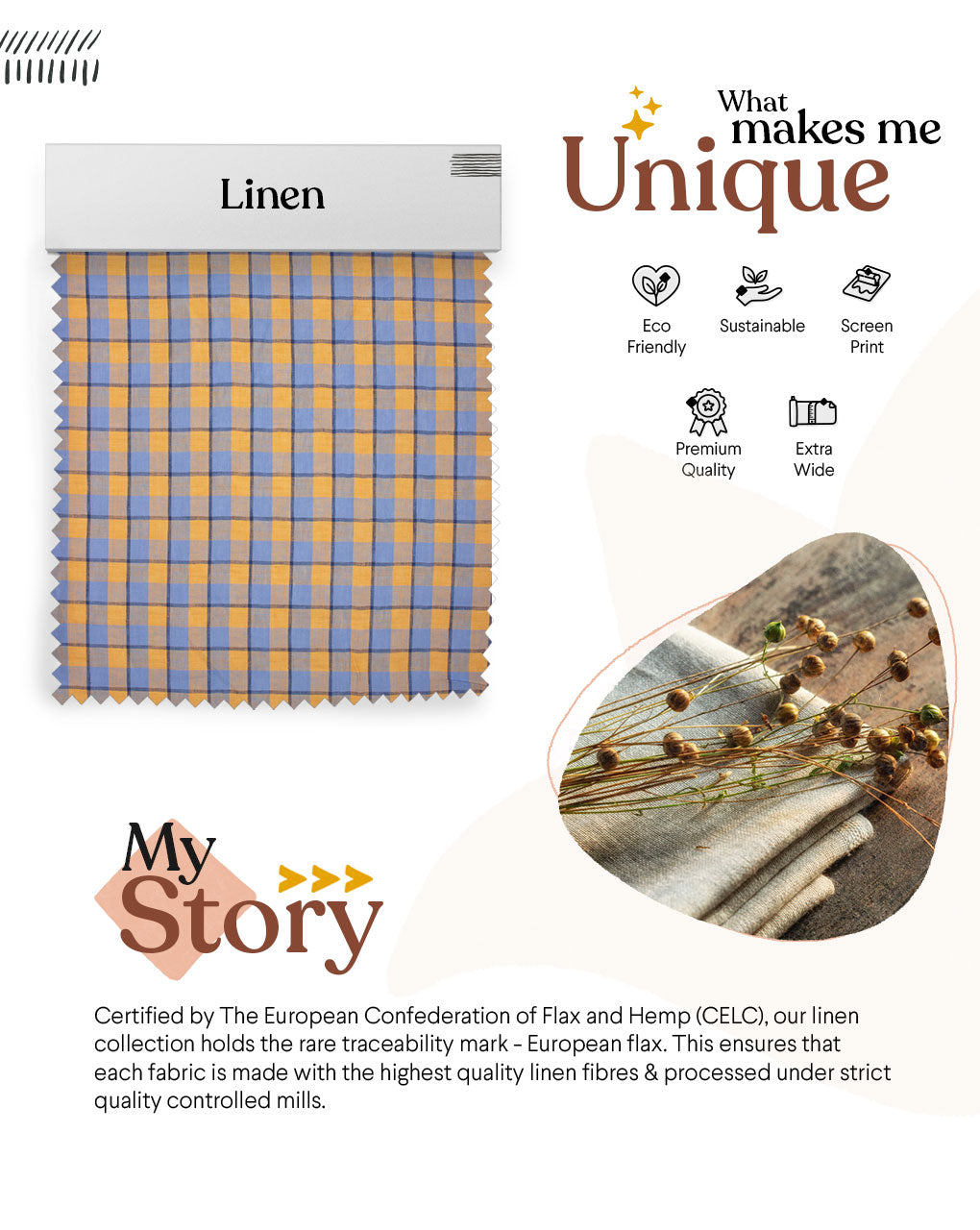 Yarn Dyed Linen European Flax Certified Fabric
