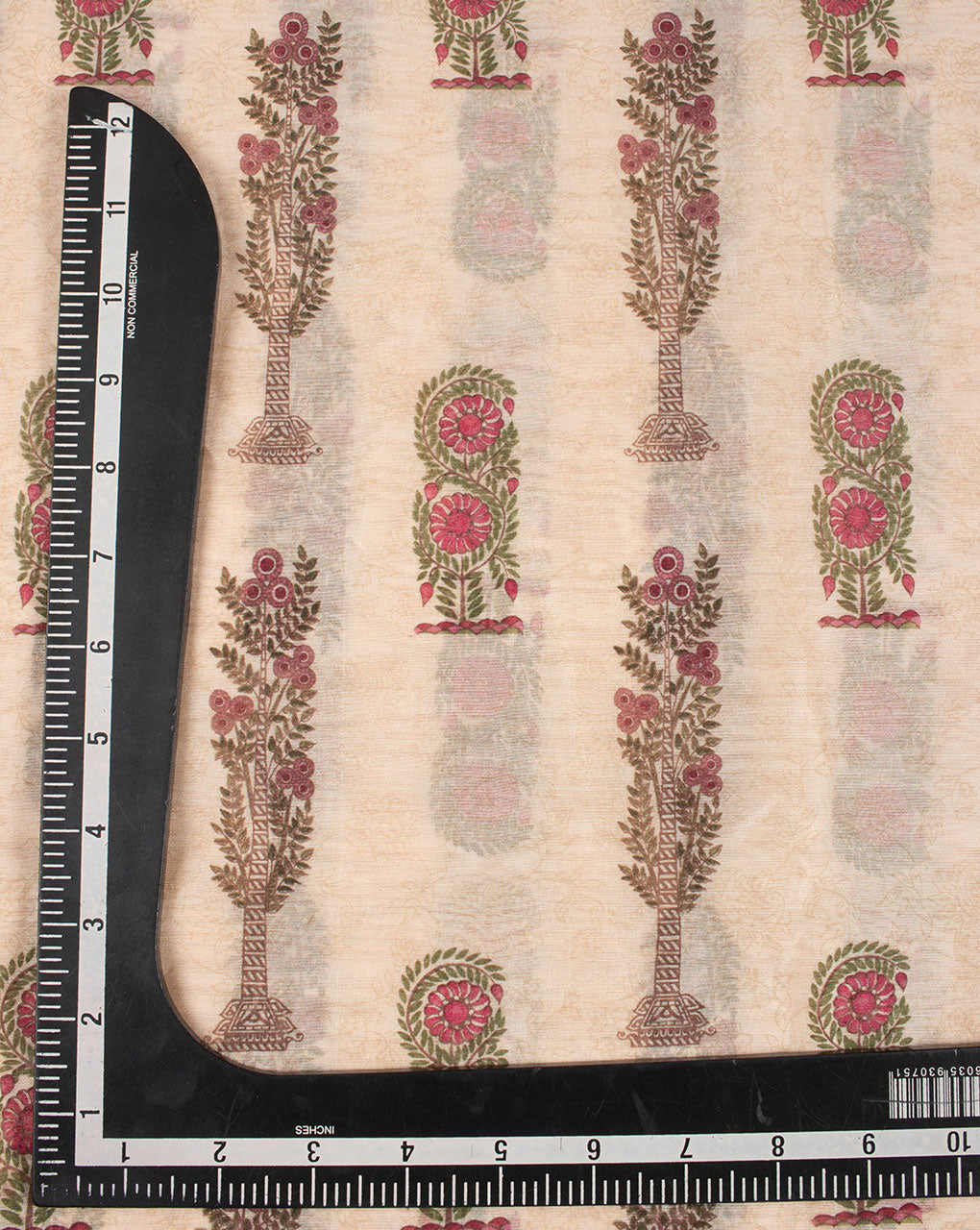 Mughal Floral Hand Block Chanderi Fabric - Fabriclore.com