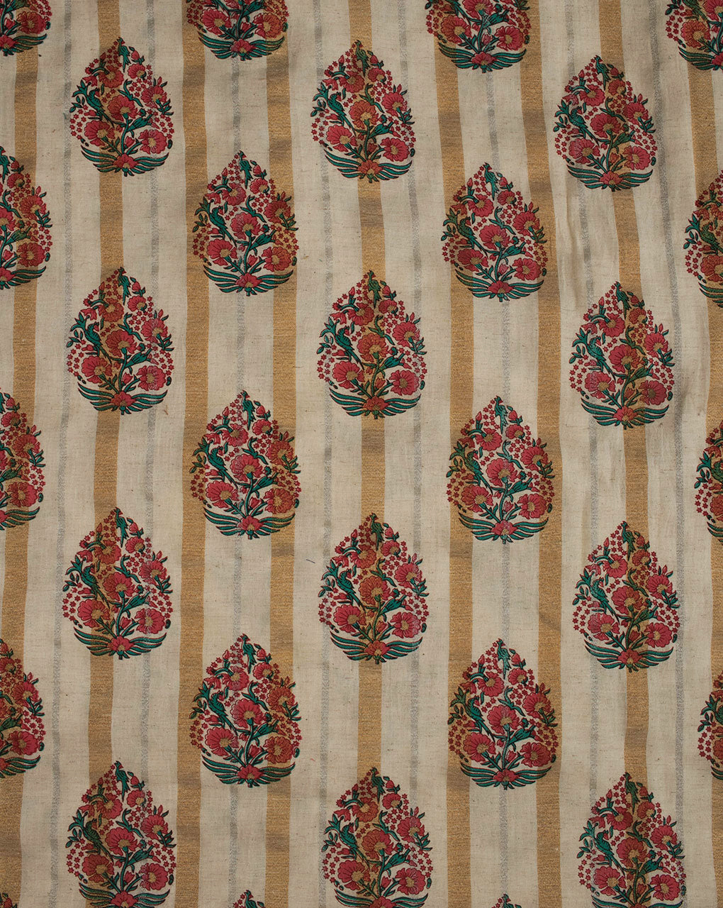 ( Pre Cut 1.25 MTR ) Boota Screen Print Zari Loom Textured Cotton Fabric