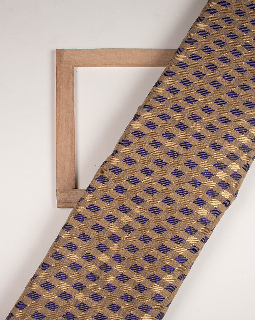 Geometric Woven Jacquard Chanderi Fabric - Fabriclore.com