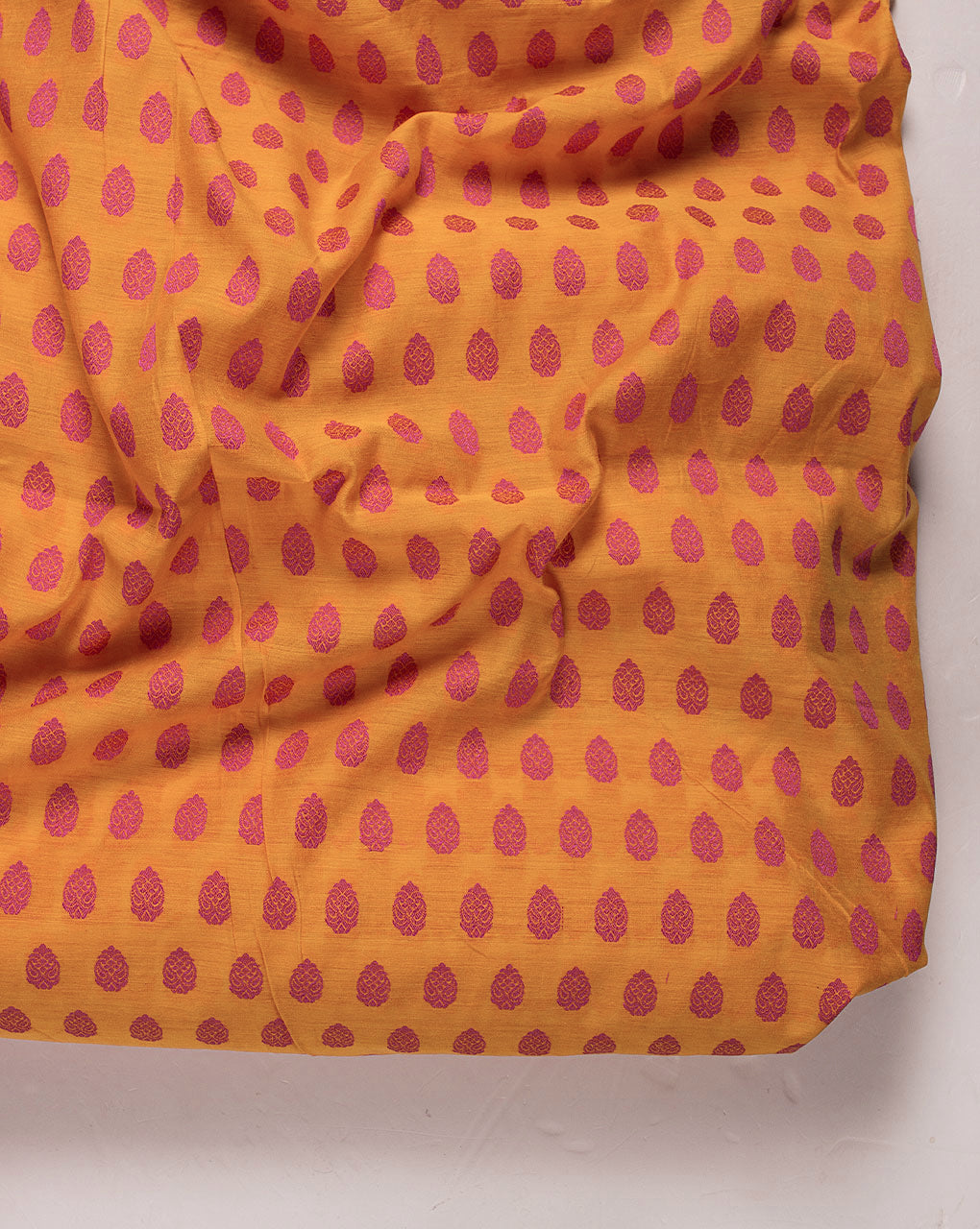( Pre Cut 1.5 MTR ) Booti Woven Jacquard Chanderi Fabric