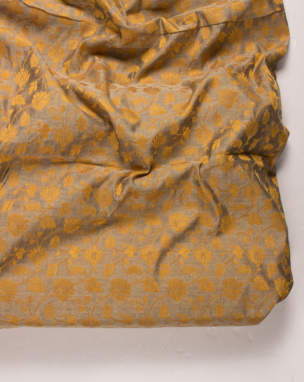 ( Pre Cut 1.75 MTR ) Floral Woven Jacquard Chanderi Fabric