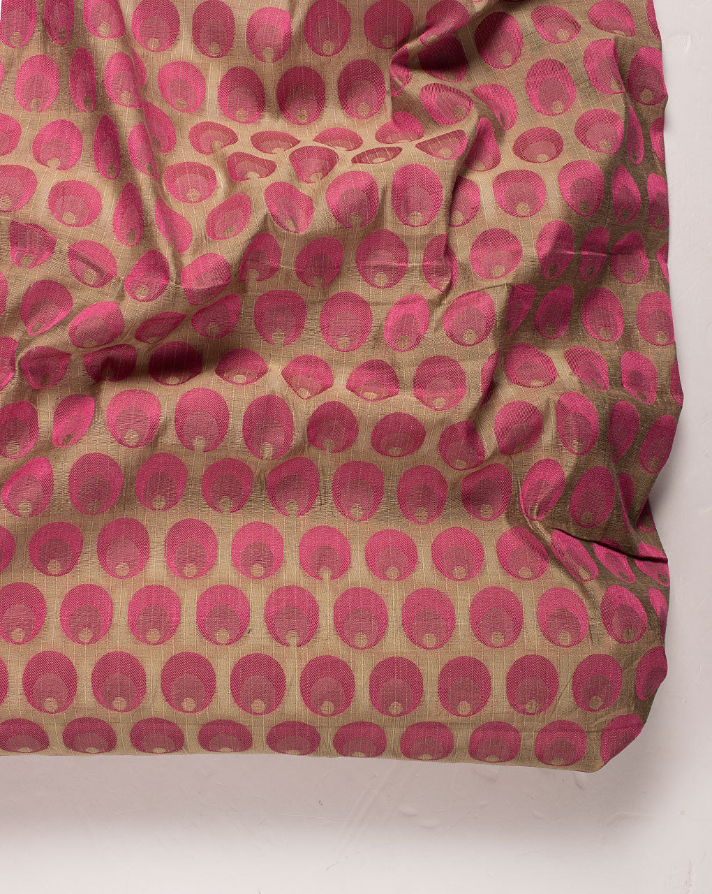 ( Pre Cut 1 MTR ) Polka Dots Woven Jacquard Chanderi Fabric