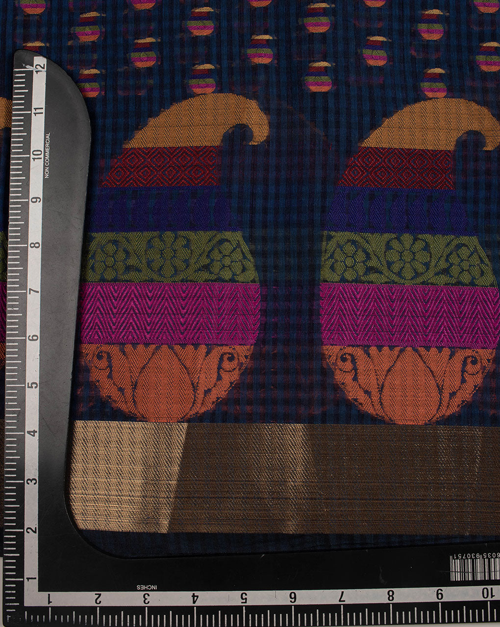 Paisley Woven Zari Border Jacquard Chanderi Fabric