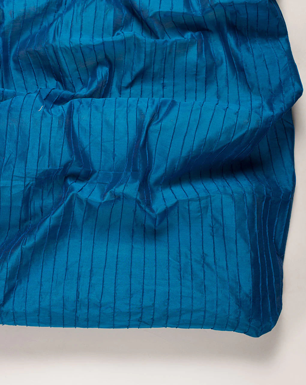 ( Pre Cut 90 CM ) Pin-Tucks Zari Border Chanderi Fabric