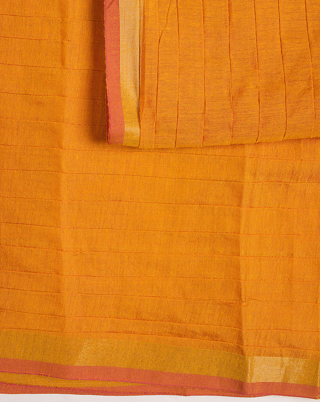 Pin-Tucks Zari Border Chanderi Fabric - Fabriclore.com