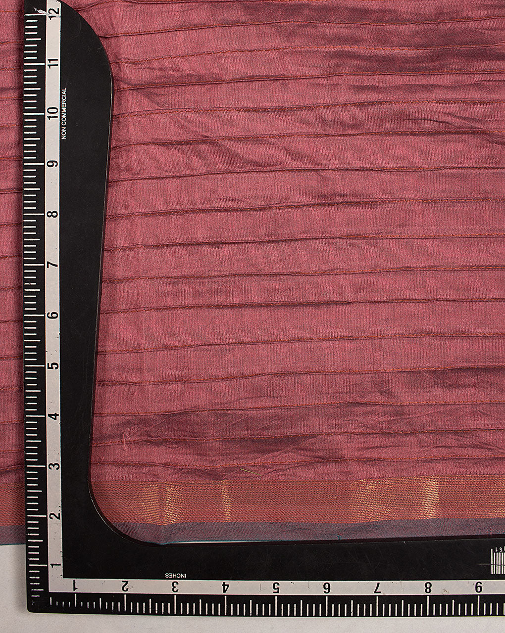 ( Pre Cut 80 CM ) Pin-Tucks Zari Border Chanderi Fabric