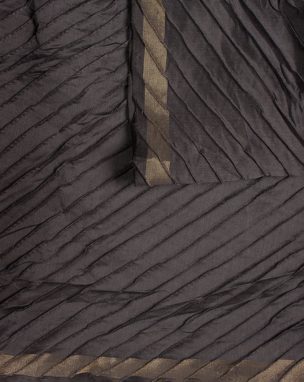 ( Pre Cut 1 MTR ) Pin-Tucks Zari Border Chanderi Fabric