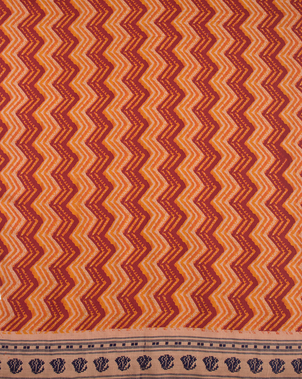 Rapid Hand Block Border Cotton Modal Fabric - Fabriclore.com