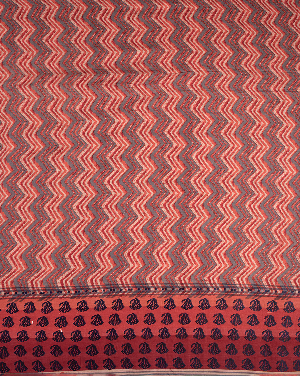 Rapid Hand Block Border Cotton Modal Fabric - Fabriclore.com