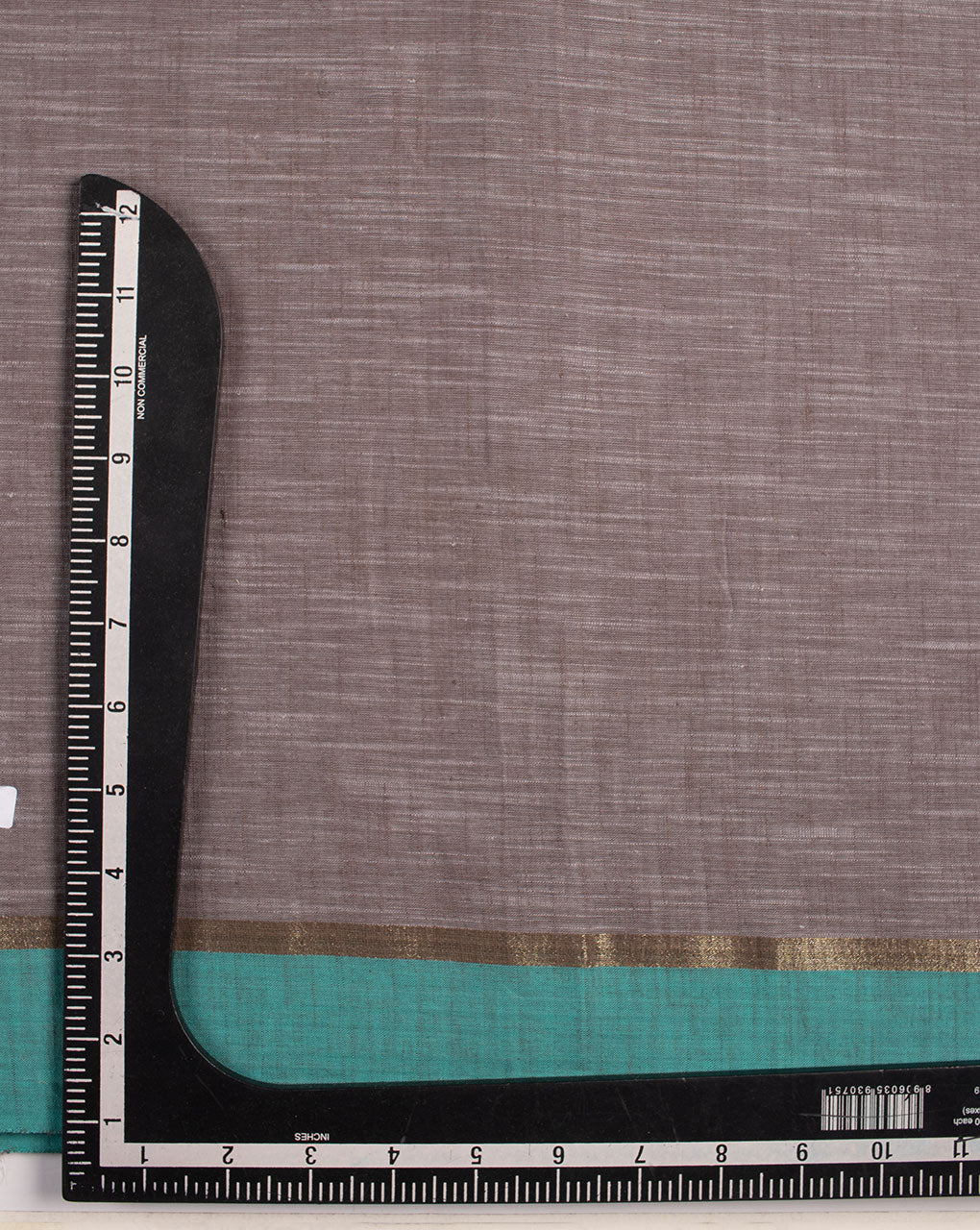 Grey Plain Zari Bordered Loom Textured Cotton Fabric - Fabriclore.com