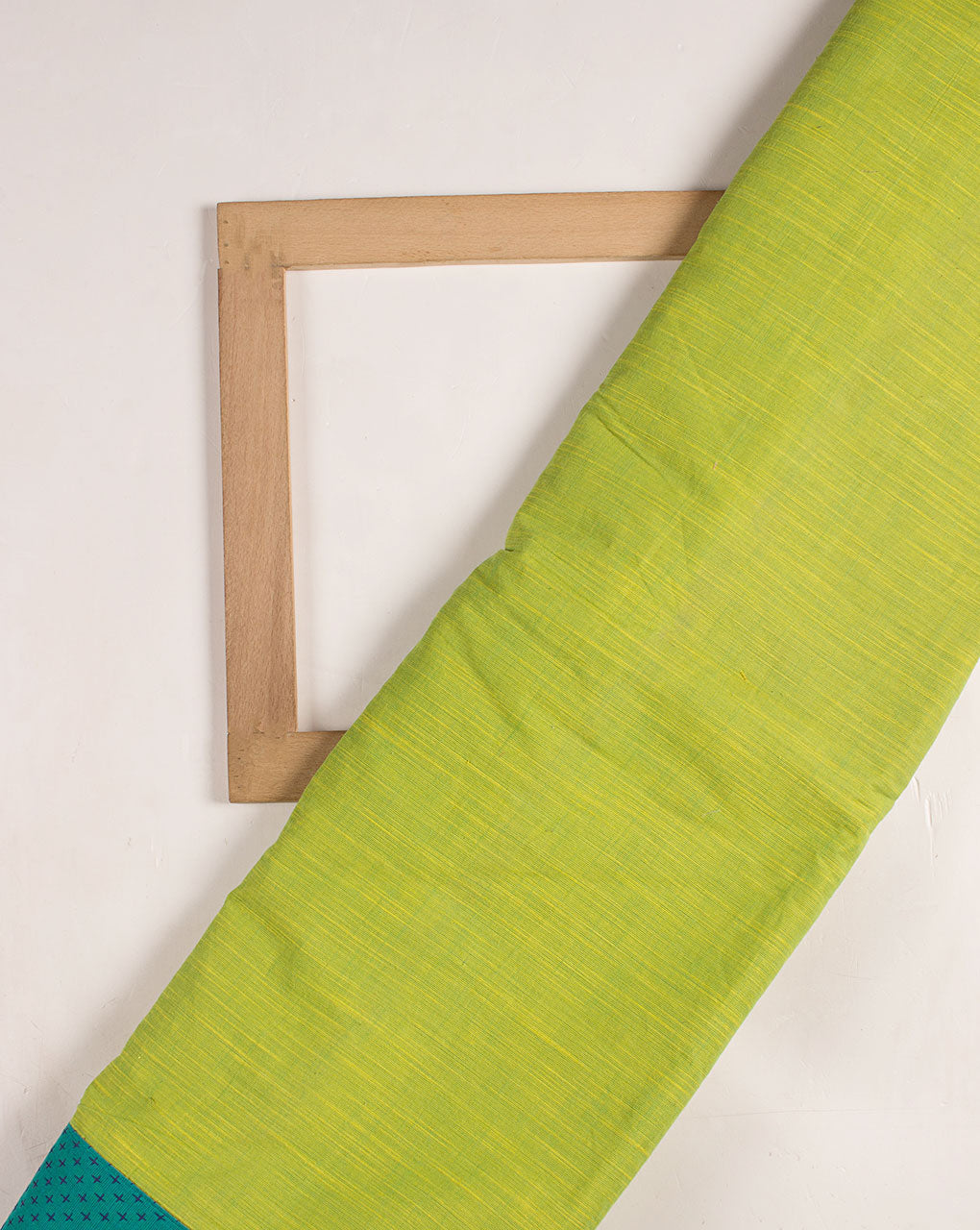 Green Plain Woven Loom Textured Cotton Fabric - Fabriclore.com