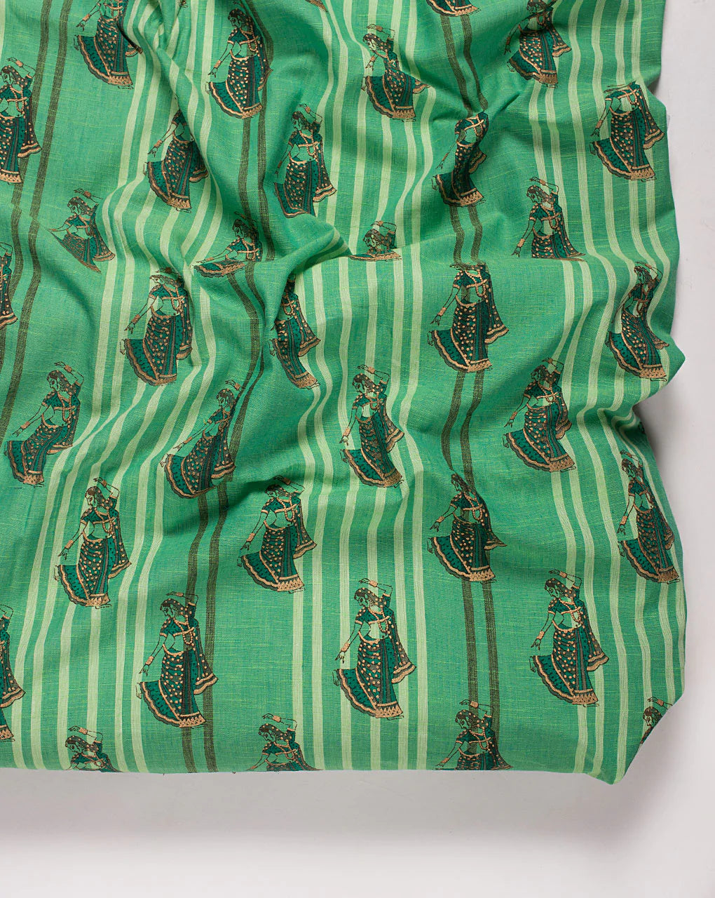 ( Pre Cut 60 CM ) Foil Screen Print Loom Textured Cotton Fabric