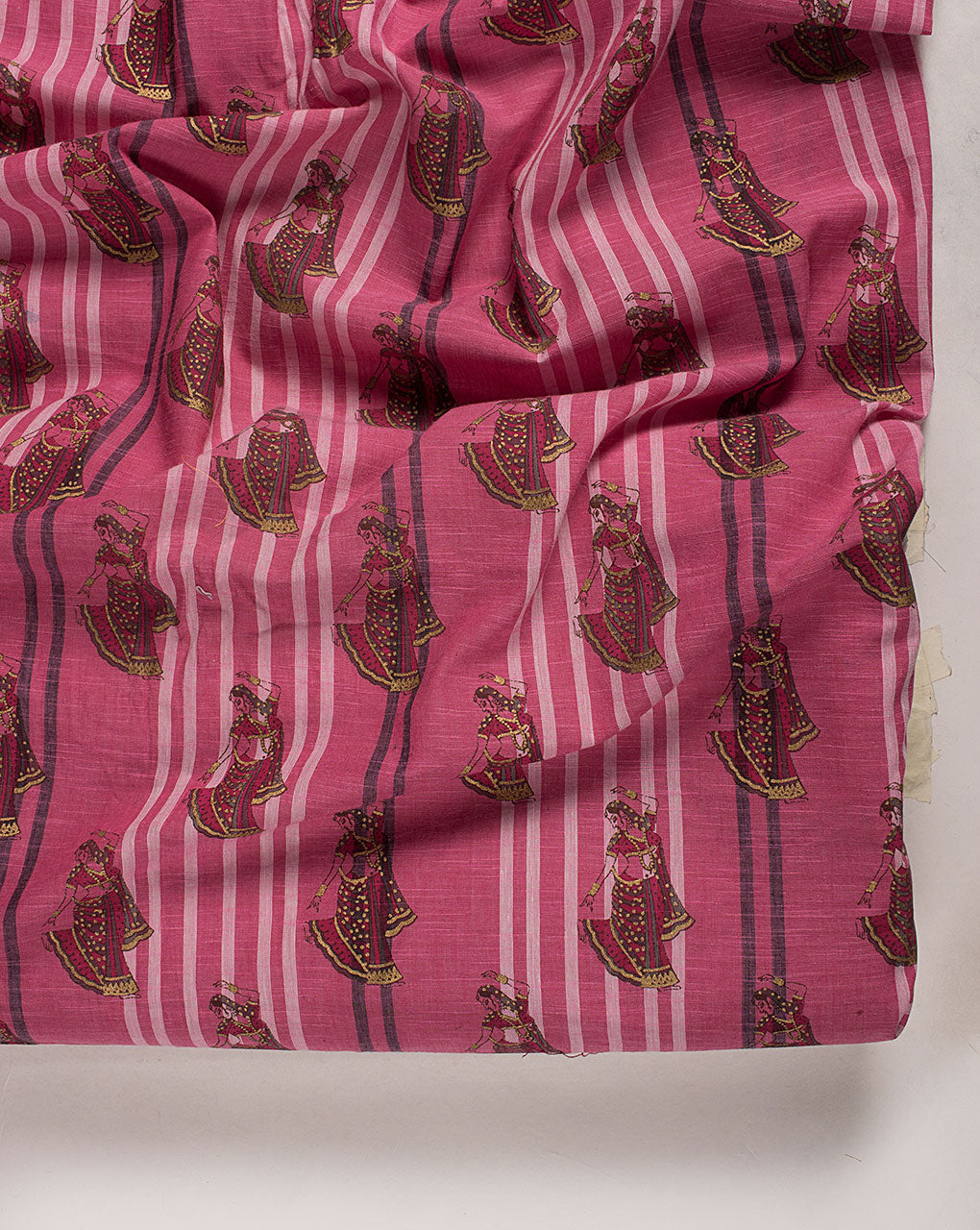 Foil Screen Print Loom Textured Cotton Fabric