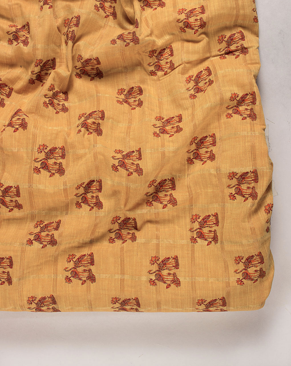 Screen Print Lurex Loom Textured Cotton Fabric