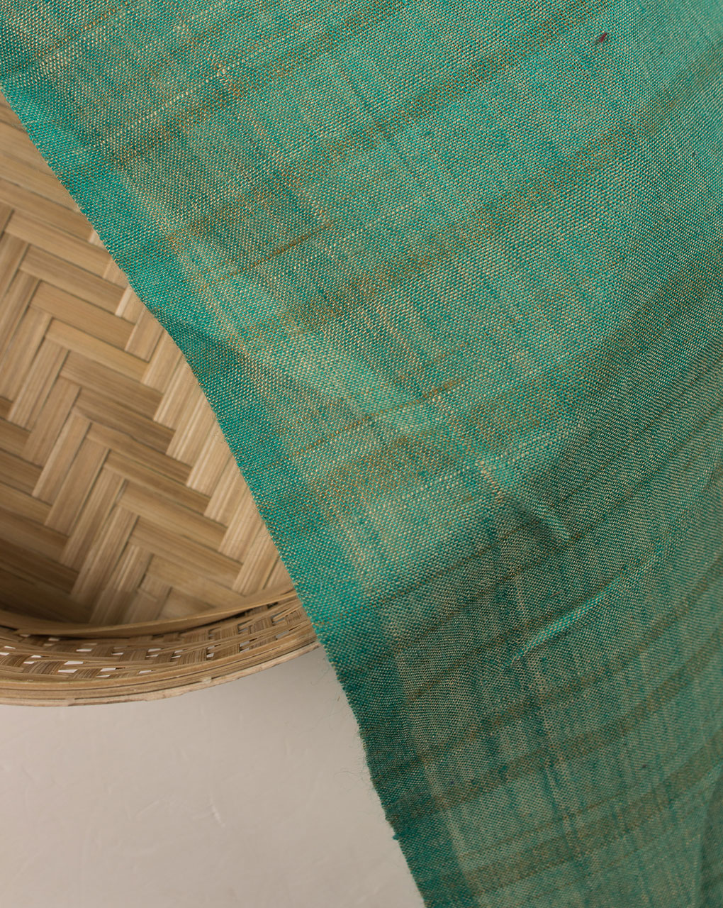 Sea Green Plain Woven Loom Textured Cotton Fabric - Fabriclore.com