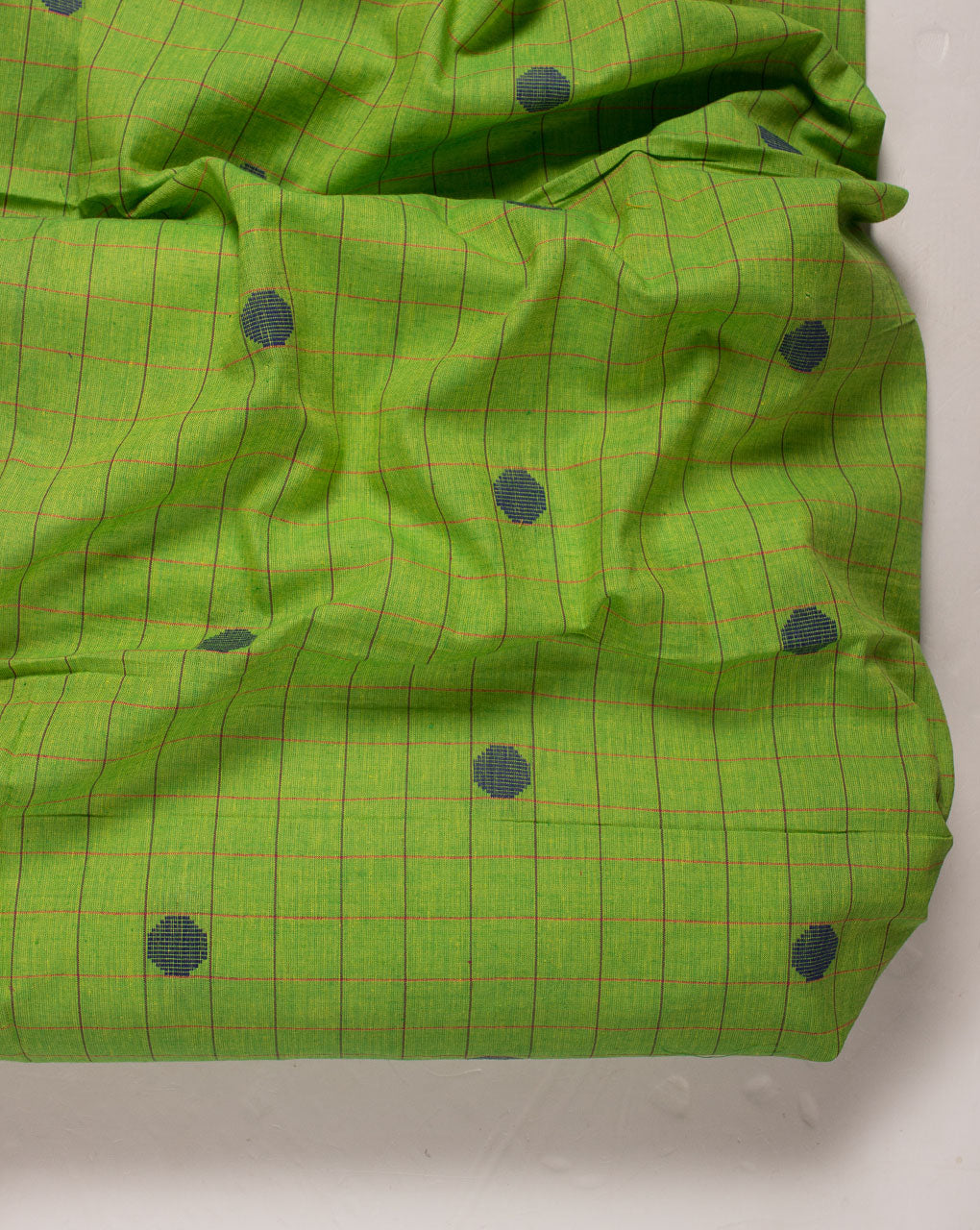 ( Pre Cut 85 CM ) Checks Woven Jacquard Loom Textured Cotton Fabric