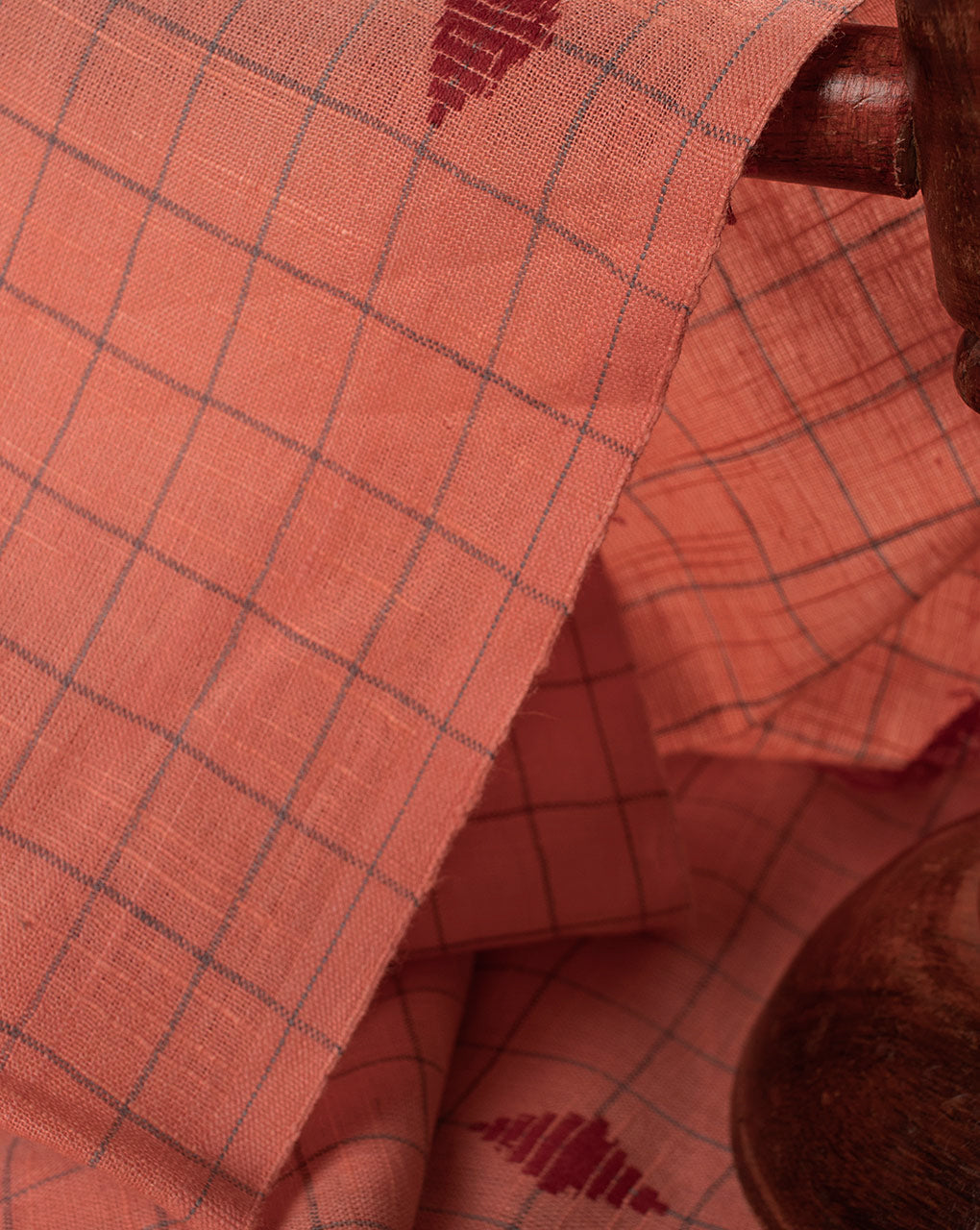 ( Pre Cut 1.5 MTR ) Checks Woven Jacquard Loom Textured Cotton Fabric