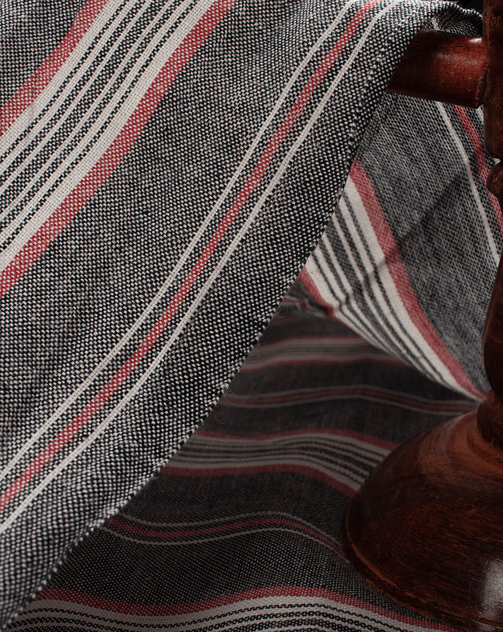 ( Pre Cut 85 CM ) Stripes Woven Loom Textured Cotton Fabric