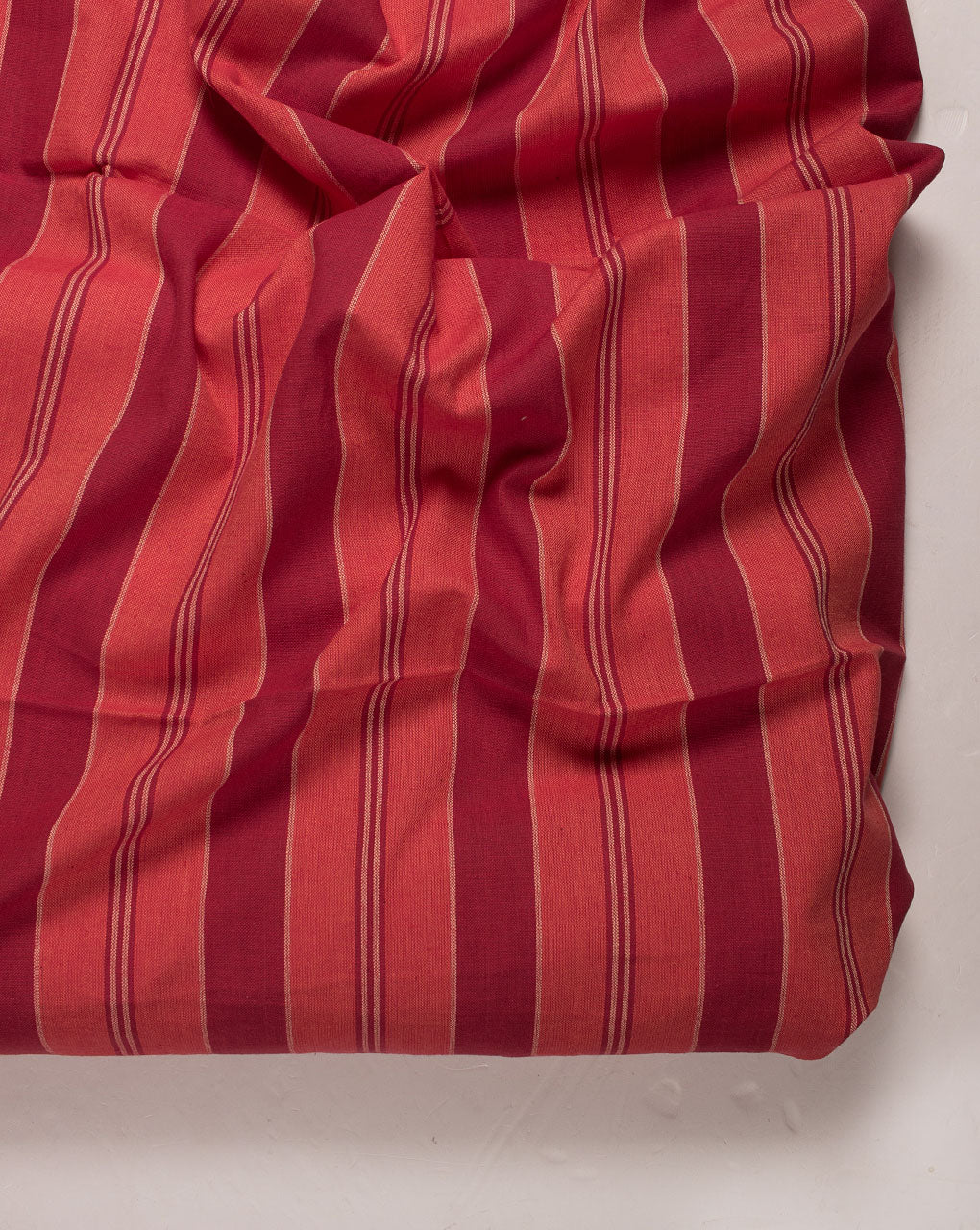 ( Pre Cut 80 CM ) Stripes Woven Loom Textured Cotton Fabric