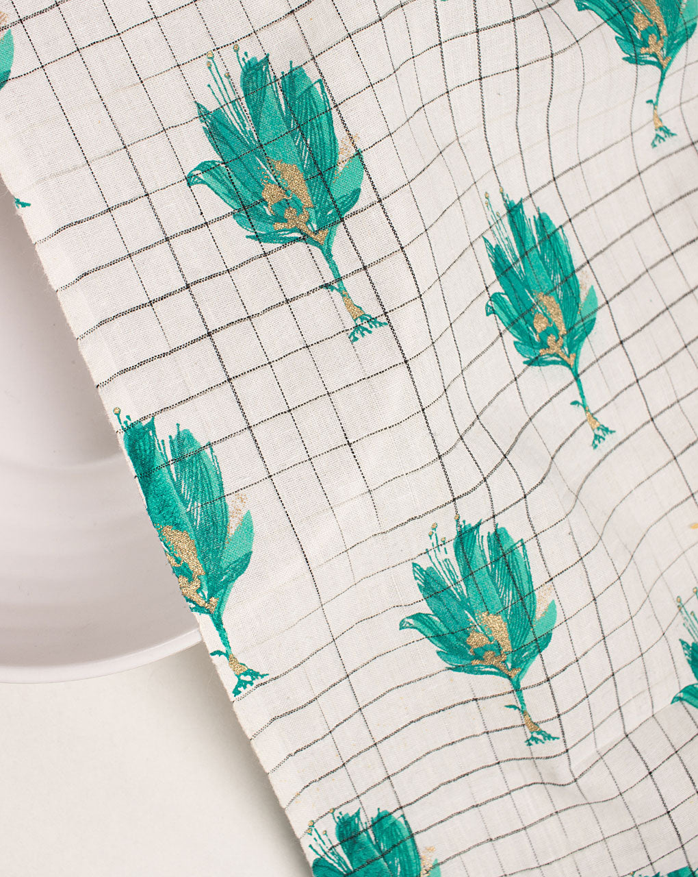 ( Pre Cut 1 MTR ) Screen Print Loom Textured Cotton Fabric