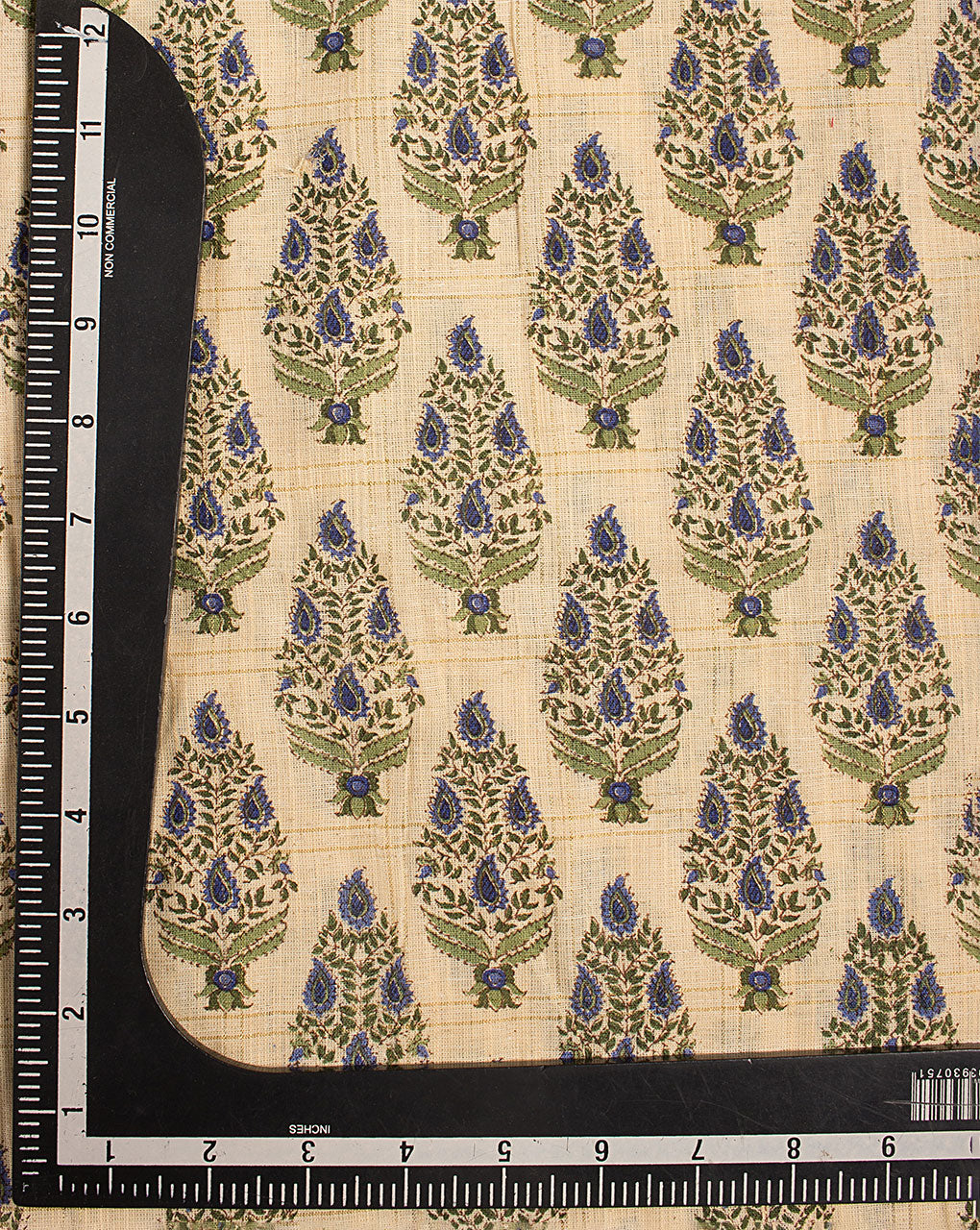 Screen Print Zari Checks Loom Textured Cotton Fabric